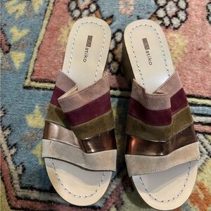 Anthropologie Matiko Wooden Mules Platform Clog Sandals 38